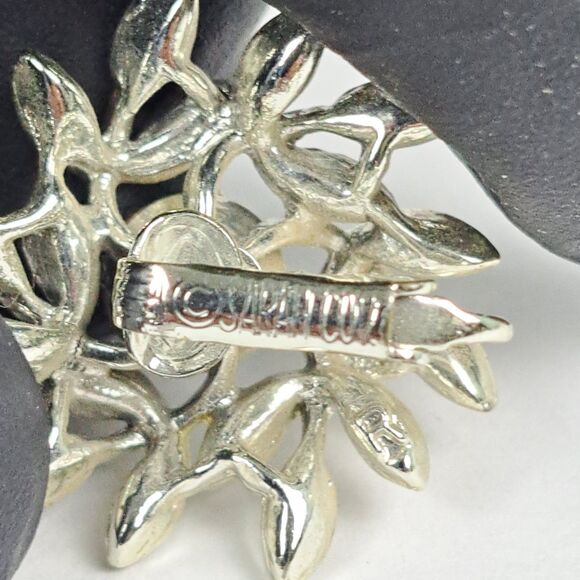 Vintage Sarah Coventry Clip On Earrings Silver Tone Smoky Rhinestone - Picture 6 of 9